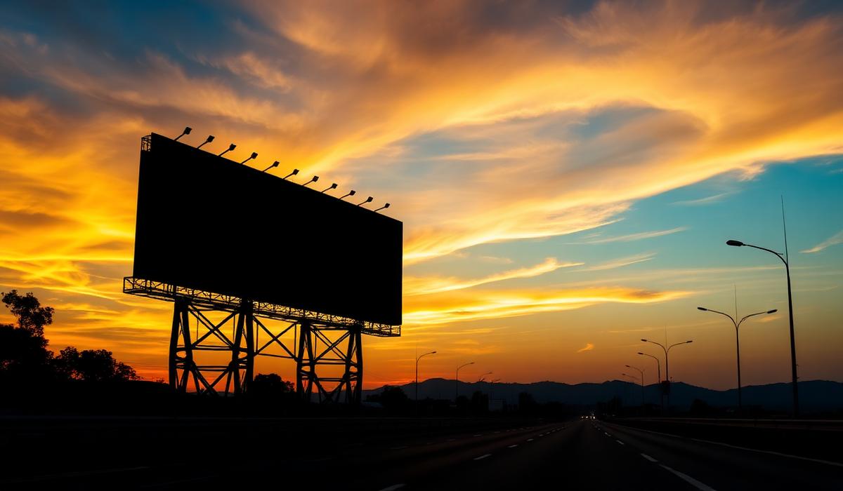 Billboard structure against a Kigali sunset