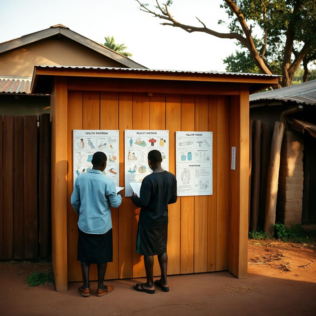 Community information kiosk in a Rwandan neighborhood