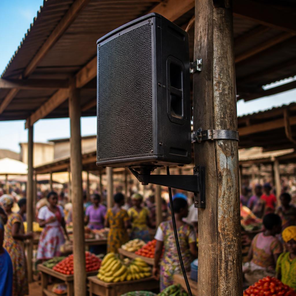 Loudspeaker at a Rwandan public market